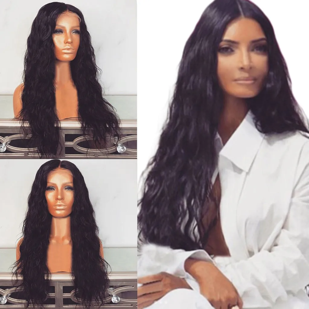

Fashion Curly Long Wigs Synthetic Fiber Front Lace Wig Wavy Long Cruly Hair Black Women Full Wig New 2U81207