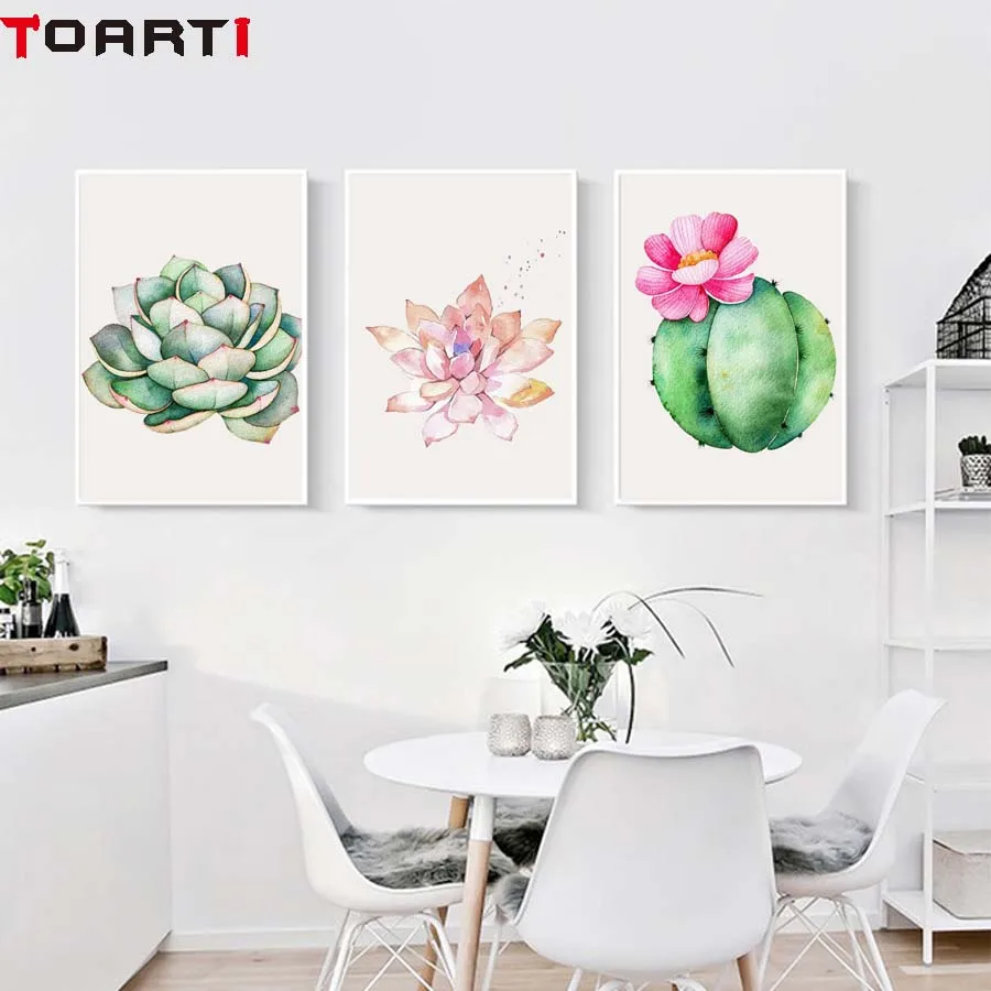 Nature Flowers Succulent Plants Nordic Wall Art Prints Poster Modern Home Decor Canvas Painting Modular Wall Picture For Bedroom (1)