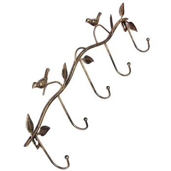 

Useful Iron Birds Leaves Hat/Towel/Coat Wall Decor Clothes Hangers Racks With 5 Hooks bronze