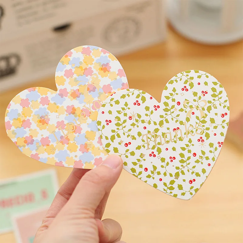 

25 Pcs Korean Blessing Language Romantic Heart-shaped Folding Card/Love Blessing Card/Message Card