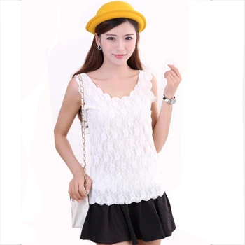 

2019 Summer Women Lace Blouse Casual Blusas Femininas Vintage Sleeveless White Renda Crochet Shirts Top
