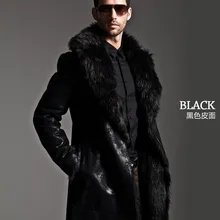 Макси Длинные мужские зимние замшевые черные пальто с мехом Высокая подражали норки мужчин длинное пальто vetement femme hiver теплой атмосфере Меховые пальто