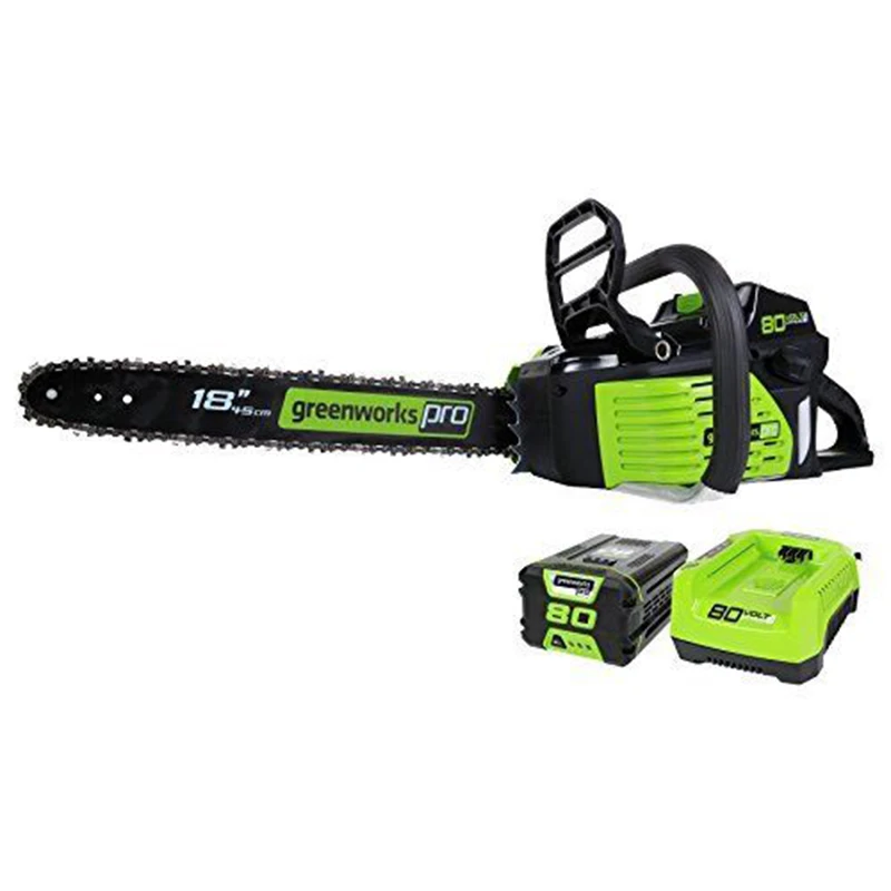 

GreenWorks Pro GCS80420 80V 18-Inch Cordless Chainsaw as Gasoline power chain saw, 4Ah Li-Ion Battery and Charger Included