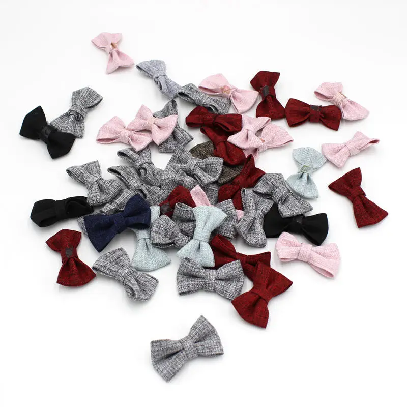 

20pcs ONLY BOW NO CLIPS DIY Mini Small fabric Ribbon Pet Bowknot Print Craft Bow Tie Wedding Decor Hair Accessories Chiffon Bows