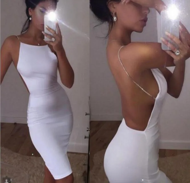 

Women Newest Diamond Spaghetti Strap Backless Slim Dress Fashion Elegant Solid Color Slash Neck Party Dress