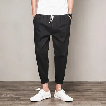 

MRMT 2020 Brand Men's Trousers Spring and Summer Pants for Male Linen Nine-minute Pants Thin Trouser Casual Pants Trawers