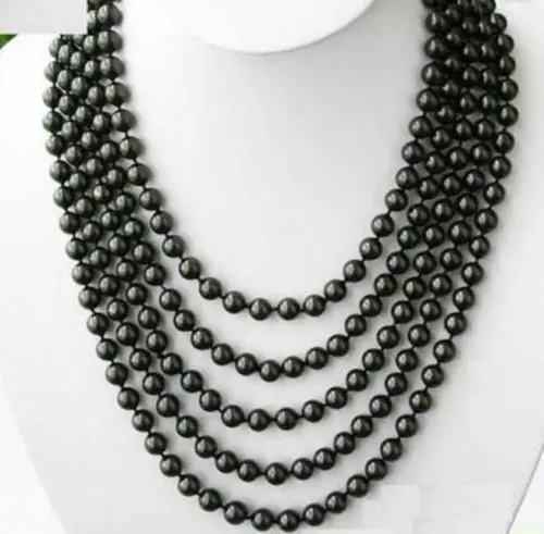 

hot sell- N1619 AA+ 6-7.5mm TAHITIAN BLACK PEARL NECKLACE 100 INCH -Top quality free shipping