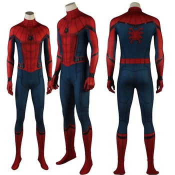 

Newest Spiderman Homecoming Superhero Cosplay Costume Halloween Spandex Suit Jumpsuits Mask Hot Sale