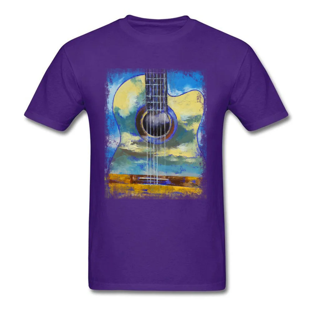 GUITAR CLOUDS On Sale Birthday Tops T Shirt Round Neck VALENTINE DAY Pure Cotton Short Sleeve T-Shirt for Men Custom Tshirts GUITAR CLOUDS purple
