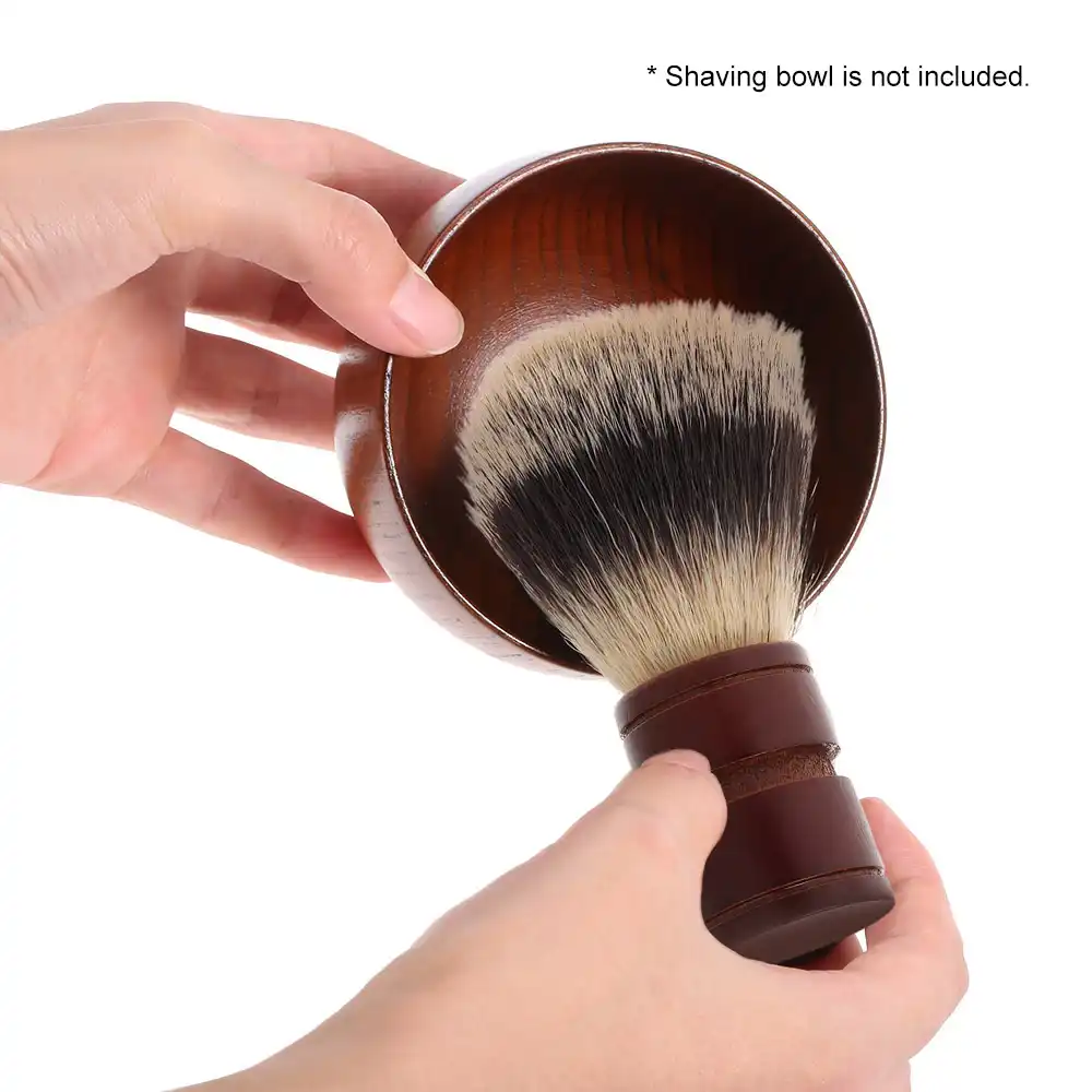 synthetic beard shaving brush with wooden handle for beard