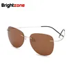 Brightzone 100% Titanium Super Light Rimless Hot Selling Fashionable Retro Summer Sunglasses Polarized Mirrored Women Round 2022 ► Photo 1/6
