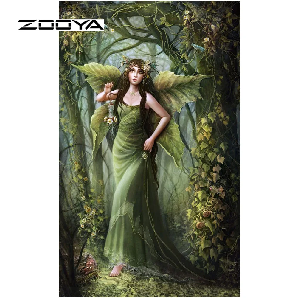 

ZOOYA Diamond Painting Angel Girl Forest Wizard Diamond Mosaic Kit Diamond Embroidery Pattern Rhinestones Needlework DIY RF1353