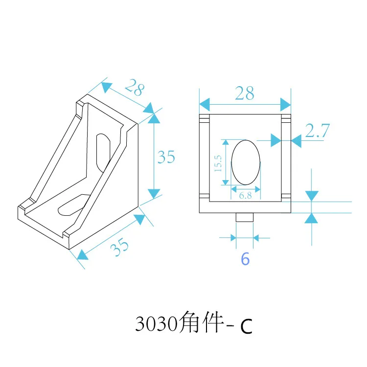 3030 кронштейн угловой фитинг угол алюминиевый 28x35 л крепеж для профиля 10 шт