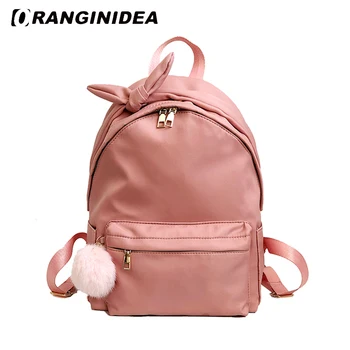 

Women Backpacks Nylon School Bag for Teenager Girls Female Travel Rucksack Cute Bowknot Pink Bagpack Lady Casual Backpack