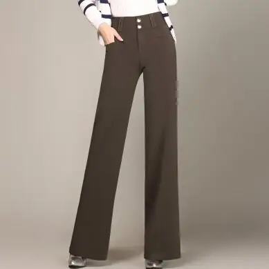 azul Hdl0817 Mujeres Negro marrón Pierna borgoña Moda De verde Tamaño Plus Marrón Verde Ancha Cintura Negro Completa Nueva Alta Las Longitud Pantalones Femeninos Azul cgqRUYYwf