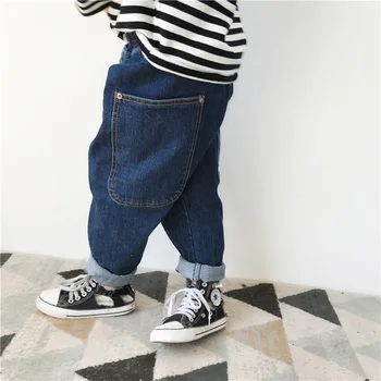 

Oversize Loose Hip Hop Baby Boys Denim Pants Cotton Big Pocket Toddler Girls Jeans Trousers Children's Clothes