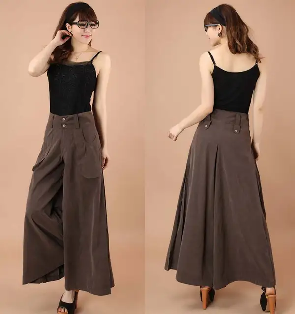 Plus size spring autumn Women solid Wide Leg Loose Dress Pants Female