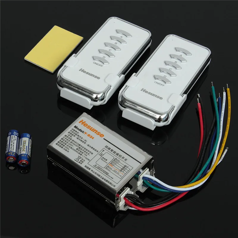 Y B24 2N1 220V 4 Ch RF Digital Wireless Remote Control Light Switch 2 Remote Control