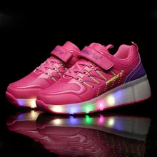 New 2016 Summer Child shoes Kids LED Light Shoes Roller Skate Girls Shoes Sneakers With Wheels