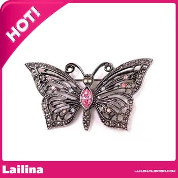 

Vintage Rhinestone Butterfly Brooch, Pink Blue & Yellow in Pewter, Dark Silver Butterfly, Summer Jewelry