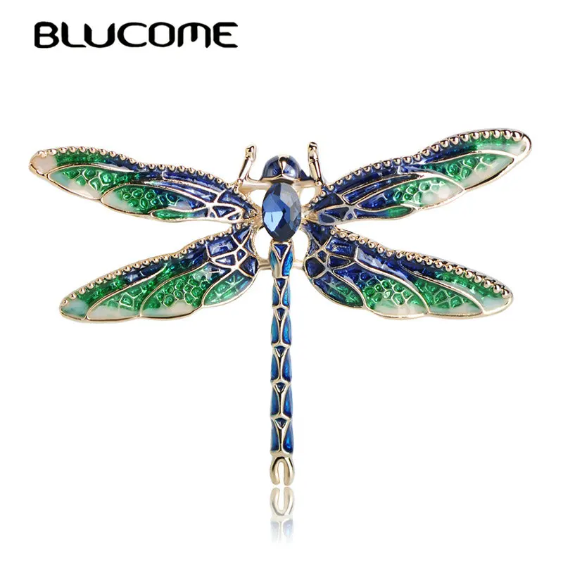 Женская/Детская брошь в форме стрекозы Blucome зеленая эмалированная из цинкового