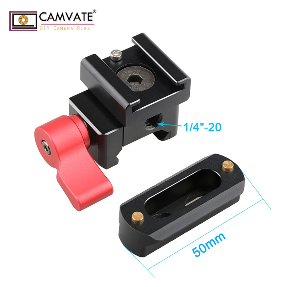 

CAMVATE Quick Release Clamp (Red Wingnut)& Cold Shoe Mount Adapter C1520 camera photography accessories