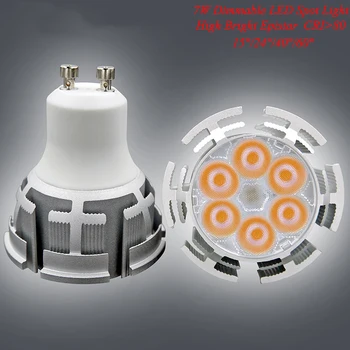 

1PCS 7W GU10 LED Lamp 110V 220V Dimmable 15degree epistar leds bombillas spotlight for recessed downlight free shipping
