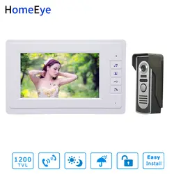 HomeEye 7 дюймов видео дверной телефон видеодомофон Белый Цвет монитор + 1200TVL водостойкая наружная кнопка вызова домашний контроль доступа