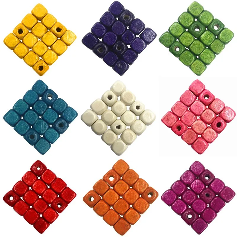 

LNRRABC 6mm 200PCS Multicolor DIY/Handmade Square Wood Beads for Jewelry Making Diy Bracelet Necklace Wholesale
