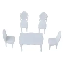 5 шт. 1:25 пейзажей внутренняя модель Обеденная комплект стол W/4 стулья- белый