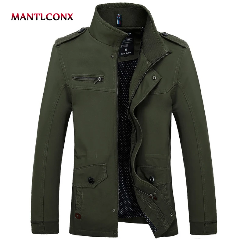 

MANTLCONX 2019 New Men Jacket Quality Cotton Spring Man Jacket Military Outerwear Men Black Jackets Coats Slim Fit Coat