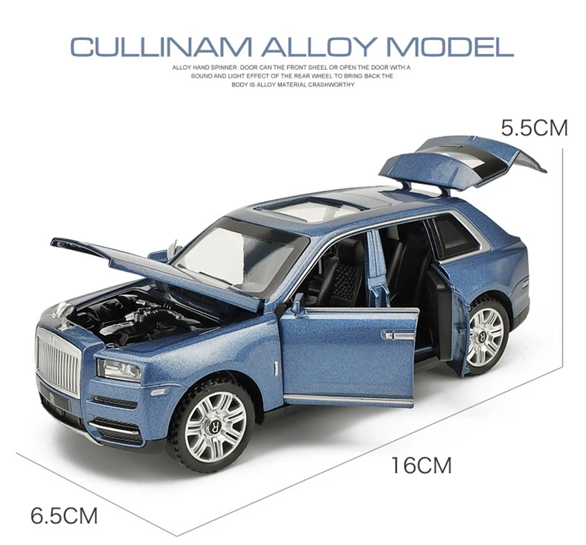 Литая 1:32 шкала Rolls Royce Cullinan модели автомобилей металлическая модель звук и светильник оттяните назад внедорожник для детей 6 дверей можно открыть