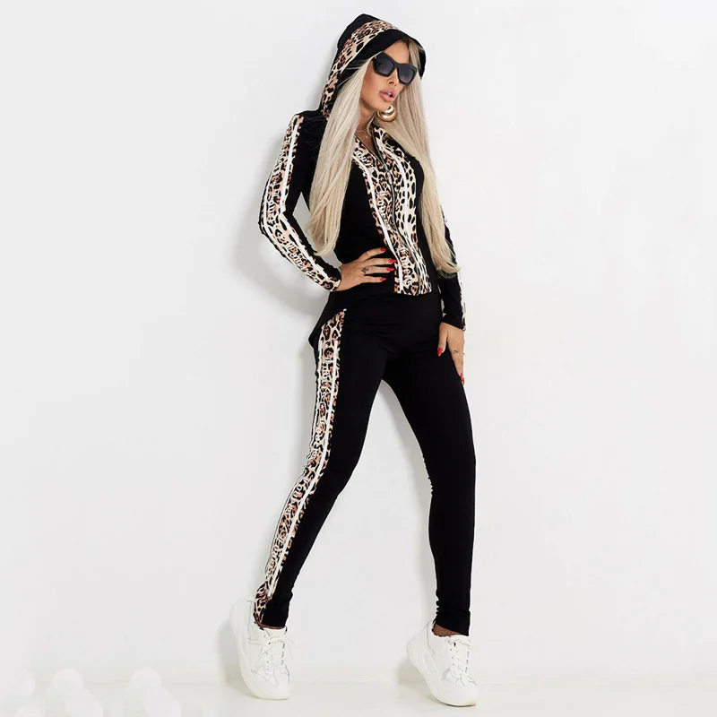 REDCORE Leopard Print Two Piece Set Women Sweatshirt Women Hoodies Jacket Tops And Trousers Fashiona Spring Womens Clothes TZ215 REDCORE Leopard Print Two Piece Set Women Sweatshirt Women Hoodies Jacket Tops And Trousers Fashiona Spring Womens Clothes TZ215