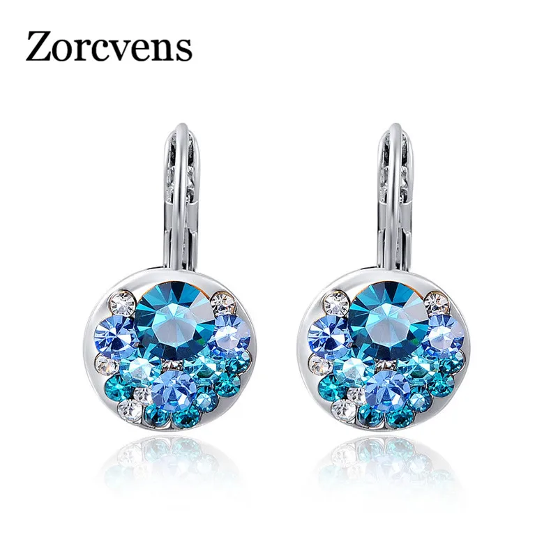 

ZORCVENS 2019 High Quality 4 Colors Round Stone Zircon Earrings Fashion Jewelry Best Gift For Woman Bijoux