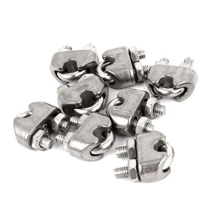 Promotion! 10 Pcs Male Thread 5mm Wire Rope Clip Cable Clamp Fastener