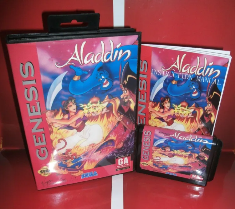 

Aladdin US Cover with box and manual For Sega Megadrive Genesis Video Game Console 16 bit MD card