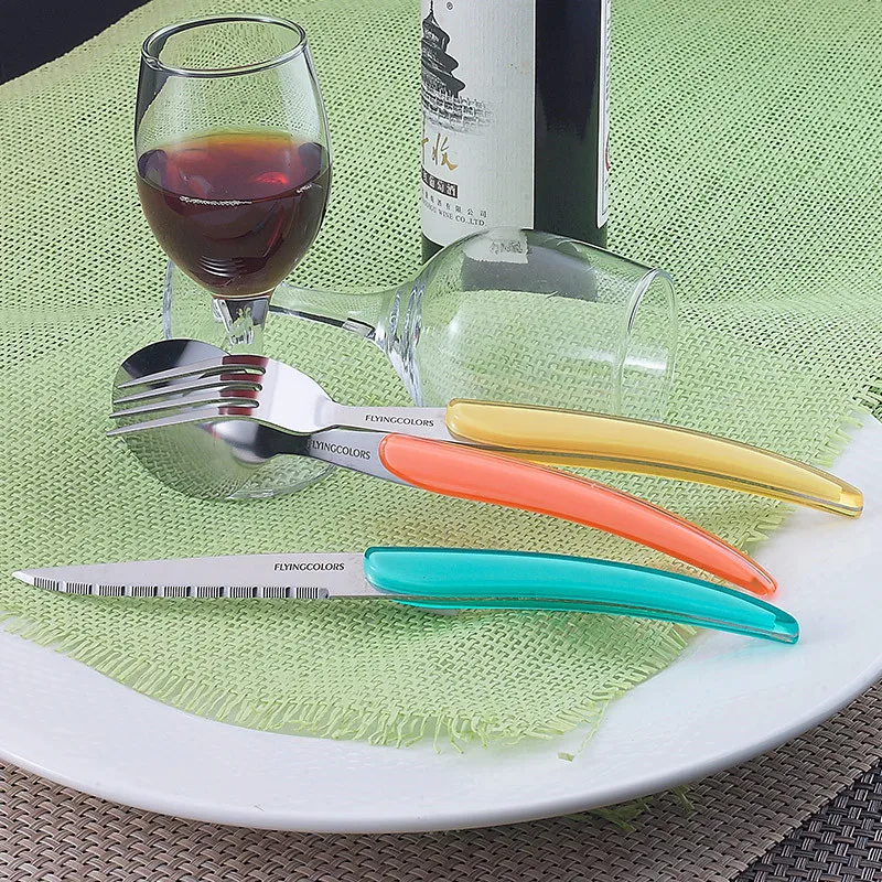 Western Flatware Set Crystal Acrylic Handle Steak Kinfe Soup Scoop