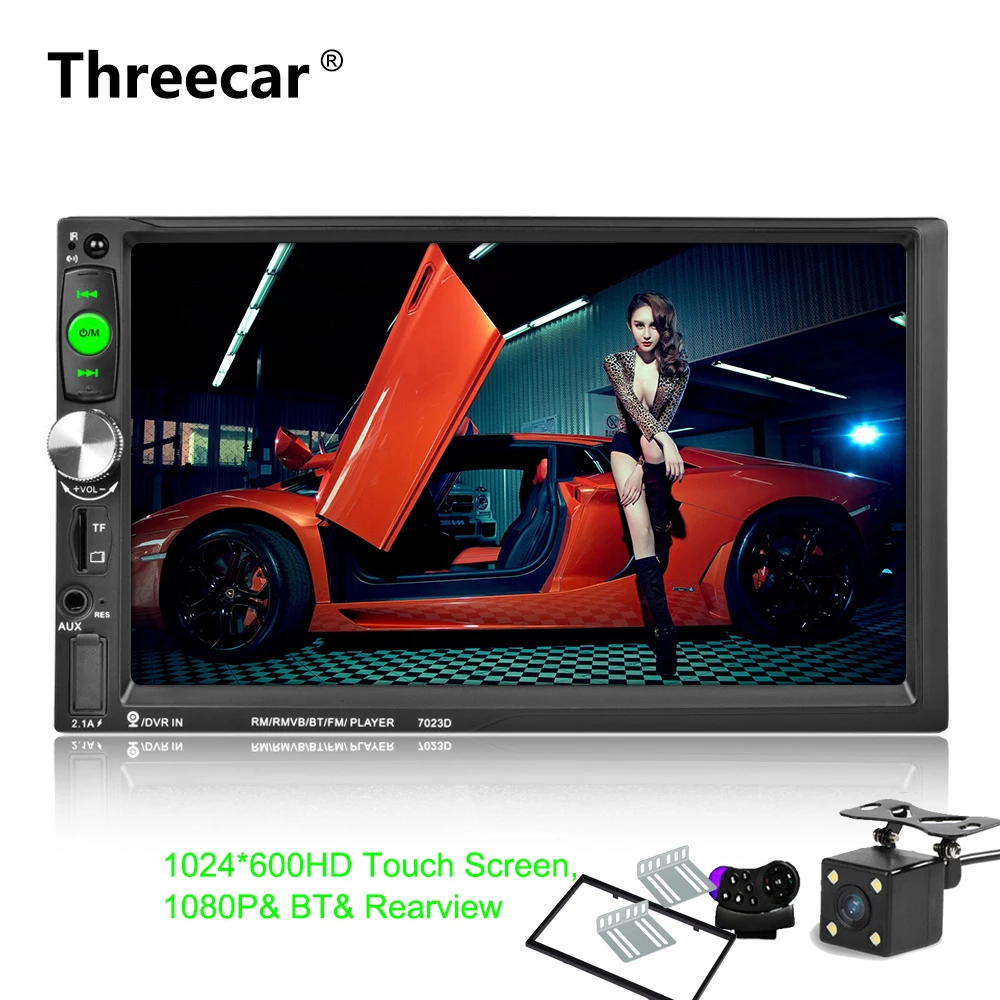 2Din 7 HD 1024 600 Bluetooth Car Radio MP5 Player with Mirror Link Radio Tuner Rear