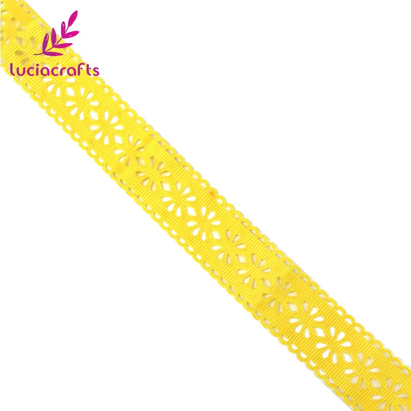 Lucia crafts 2y/7y с фокусным расстоянием 25 мм выдалбливают Стиль Grosgrain ленты DIY Швейные отделка Ленточные ручной работы материалы украшения P0502 - Цвет: Yellow  2y