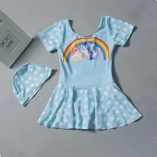 Детский купальник для девочек с милым единорогом, радужная сиамская юбка, купальный костюм для маленьких девочек, детский купальный костюм для девочек, пляжный детский купальник