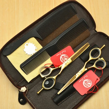 

4Pcs Set 5.5'' 16cm Purple Dragon Gold 440C Professional Human Hair Scissors Hairdressing Cutting Shears Thinning Scissors Z1014