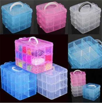 

3 Layer 18 Grids Storage Plastic Boxes Jewelry Bead Storage Box Container Organizer Case Craft Boxes