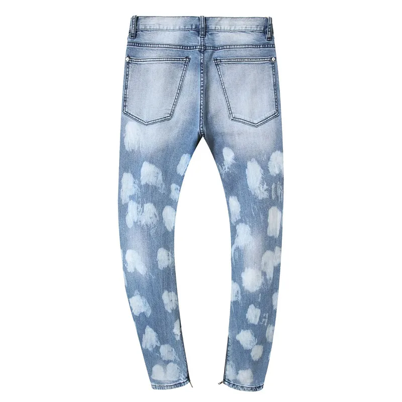 Джинсы мужские 2019 новые мужские Стрейчевые тонкие джинсы на молнии Большие размеры 44 46 мужские джинсовые брюки светло-голубые прямые