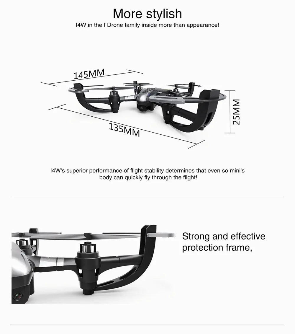  Yi Zhan YiZhan i Drone I4W Wifi FPV Real-time Live Video RTF 2.4G 4CH RC Quadcopter Camera Drone wi
