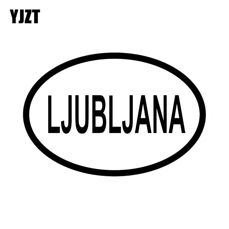 

YJZT 14.8CM*10CM VINYL DECAL CAR STICKER LJUBLJANA CITY COUNTRY CODE OVAL Black Silver C10-01293