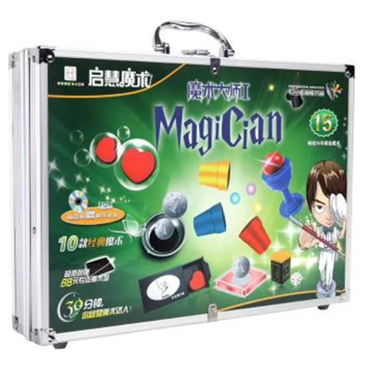

Magic Trick toys for kids gift 10kind props with magician suitcase Close Up Street Kids Party Show Stage Comedy
