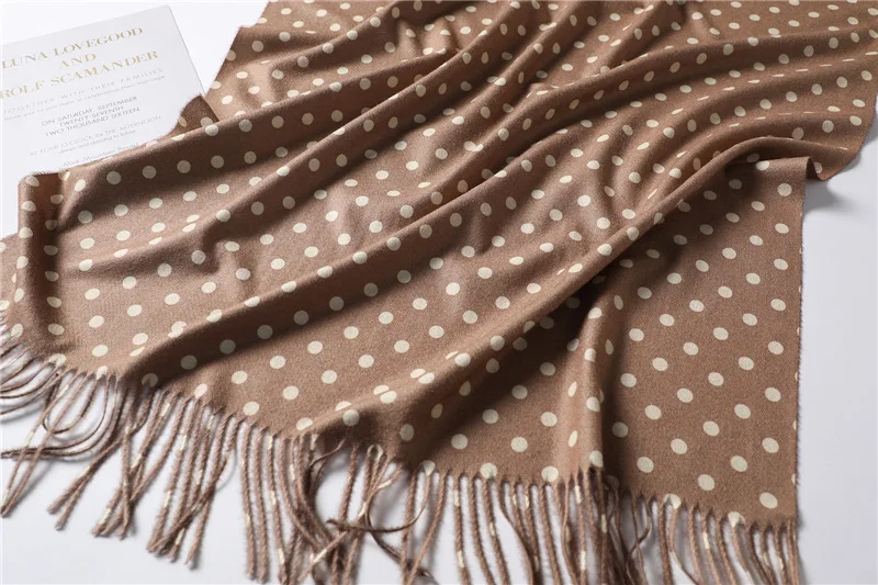 Dot Print Cashmere Scarf Women Thick Warm Shawls and Wraps Winter Scarves Long Pashmina Fashion Tassels Neck Scarfs Hijab Femme