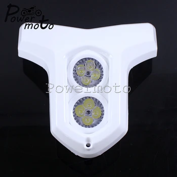 

White Motorcycle Universal ATV Street Dirt Bike Streetfighter Dual Twin LED Headlight Fairing Front Headlamp For Honda Yamaha