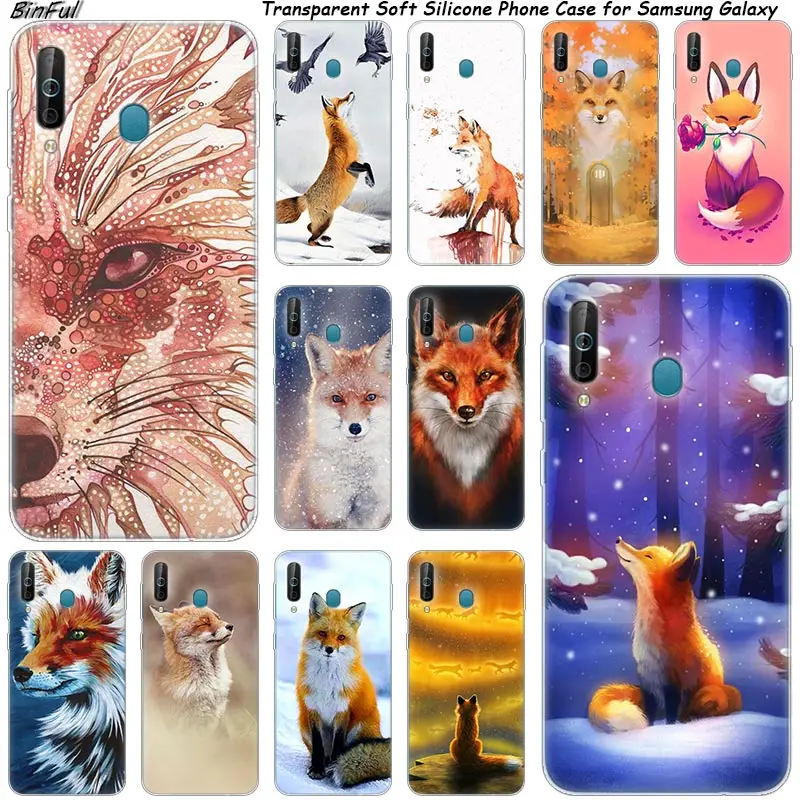 

Animal fox Silicone Phone Case For Samsung Galaxy A80 A70 A60 A50 A40 A40S A30 A20E A2CORE M40 Note 10 Plus 9 8 5 Fashion Cover