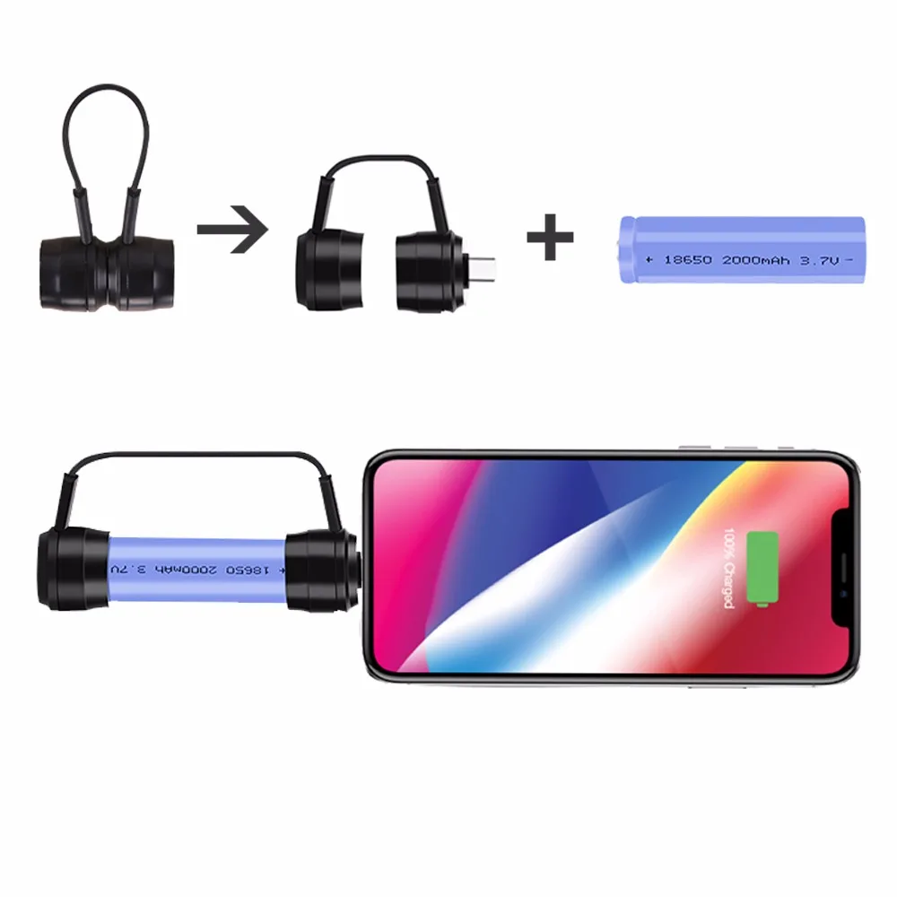 Портативное мини аварийное зарядное устройство 2A для IPhone/Samsung/HuaWei/XiaoMi 18650